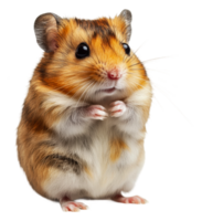 Cute golden hamster posing with tiny paws raised, cut out - stock . png