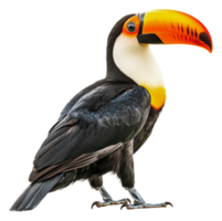 Toucan vibrantly posed on white background, cut out - stock . png