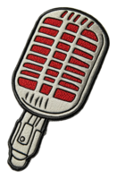 Vintage microphone patch for music enthusiasts, cut out - stock . png