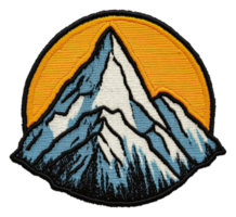 Sunset over colorful mountain patch, cut out - stock . png