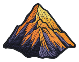 Vibrant patch design of colorful peaks, cut out - stock . png
