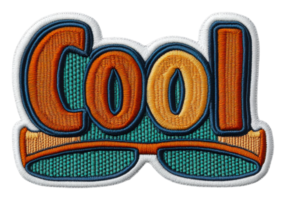 Retro 'Cool' embroidered patch, cut out - stock . png