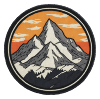 Sunset mountain patch design, cut out - stock . png