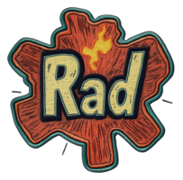 Brightly colored rad patch with explosive design, cut out - stock . png