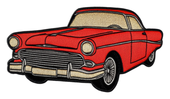 Vintage red car patch design for enthusiasts, cut out - stock . png