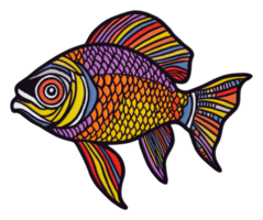 Colorful illustration of a vibrant fish swimming, cut out - stock . png