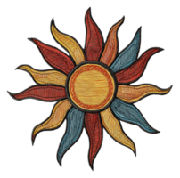 Vibrant sun design with colorful rays, cut out - stock . png