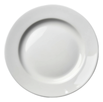 Simple white dinner plate on a clean surface, cut out - stock . png