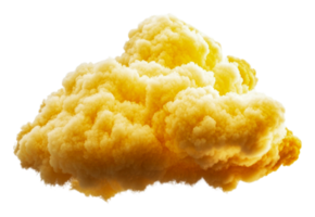 Fluffy yellow cloud floating in a clear sky, cut out - stock . png