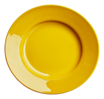Yellow plate on white background, cut out - stock . png