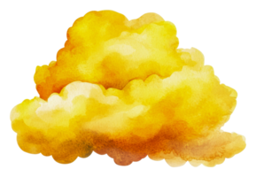 Soft yellow clouds floating in a bright sky, cut out - stock . png