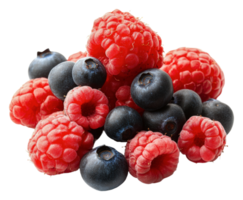 Fresh berries piled together on a white background, cut out - stock . png