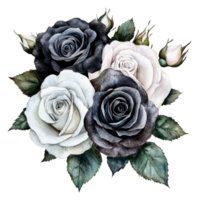 Elegant arrangement of roses with various colors, cut out - stock . png