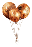 Brown balloons floating in the air, cut out - stock . png