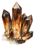 Beautiful golden quartz crystals with clear points, cut out - stock . png