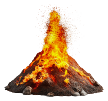 Lava and ash eruption on white background, cut out - stock . png