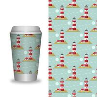 Coffee Cup With Patterns Template. vector