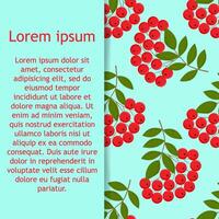 Seamless colorful autumn pattern with rowan berries and green leaves. Floral rowan illustration for print. vector