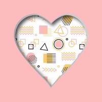 illustration with a cut out heart and with an abstract pattern in the background. Valentines day card. vector