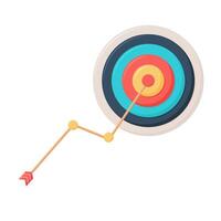 Goal achievement. Successful way up to goal. Ambition business. Path chart to target. illustration flat design. Isolated on white background. Aspiration to victory. vector