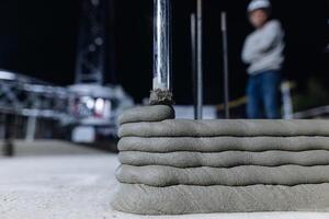 modern construction of 3D houses. printed house using a 3D printer photo