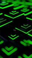 A green glowing keyboard with many different shapes video
