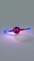 A red and blue lighted object with a red handle video