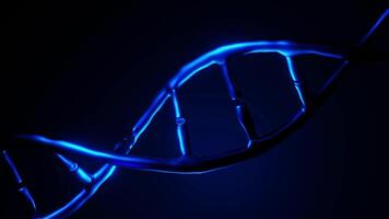 Dynamic Blue DNA Strand Glowing in the Dark with Loop Animation video