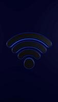 Blue WiFi Symbol on a Dark Background with Loop Animation video