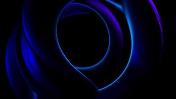 A dark blue and black background with a circular shape video