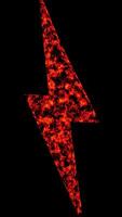 Red Lightning Bolt on Black Background with Loop Animation video