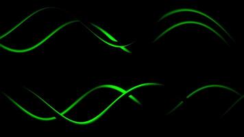 Green glowing waves on black background video