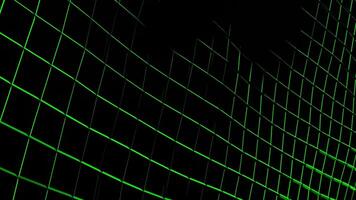 A green glowing grid of lines on a black background video