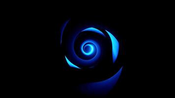 A blue spiral in the dark with a black background video