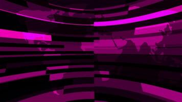 A purple and black background with a world map video
