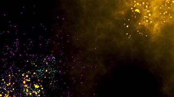 A colorful explosion of confetti is shown in the dark video
