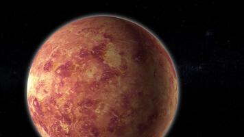 A large red planet with a yellowish color video