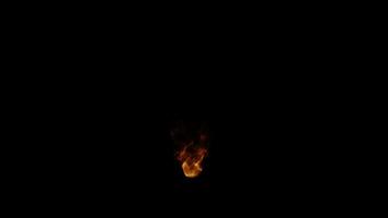 A fire is seen in the dark with no light video