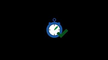 A clock with a green tick on it video
