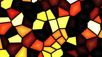 Futuristic abstract looping animation of the moving fancy textured shining colorful light polygonal mosaic pattern. video