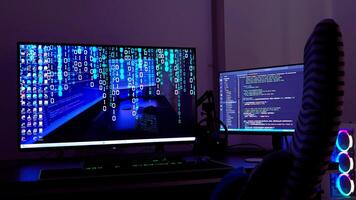 A computer screen with a keyboard and mouse on it photo