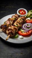 Grilled Skewers Souvlaki Lunch Food Meal Menu photo