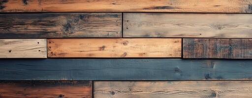 Close-up of rustic wooden planks with varying shades and textures, perfect for design backgrounds photo