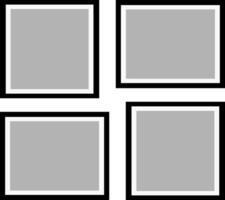 Four square frames with black and white borders vector