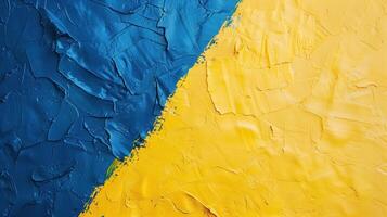 Ukraine flag with blue and yellow oil paint texture, vibrant brush strokes and artistic design. photo