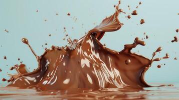 Dynamic milk and chocolate splash, 3D rendering. Perfect for culinary ads, luxury confections. photo