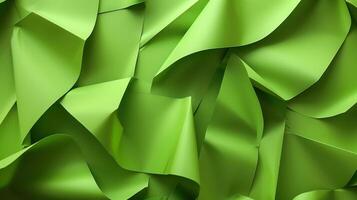 Abstract green paper curves, minimalist design background, top view photo
