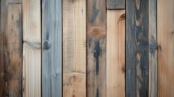 Close-up of rustic wooden planks with varying shades and textures, perfect for design backgrounds photo
