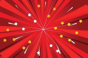 Red pop art comic background with halftone comics bubble. Popart poster in retro style comics book style with burst explode cloud, light flashes, stars and rays vector