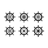 Stylized ship steering wheel in line art design for print vector
